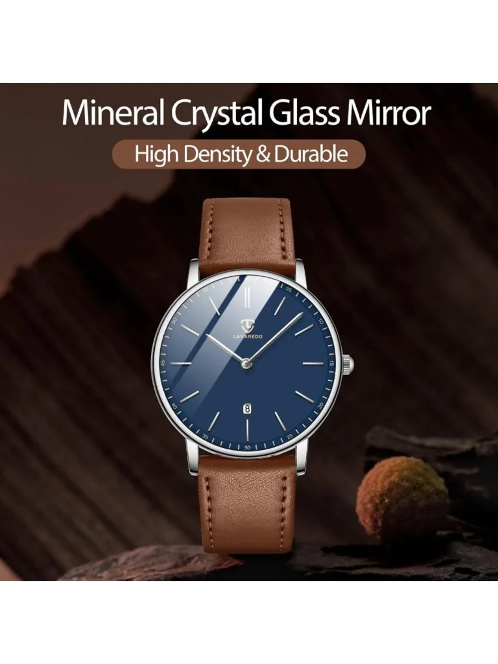 Stylish Minimalist Men's Analog Watch with Leather Strap & Date Feature